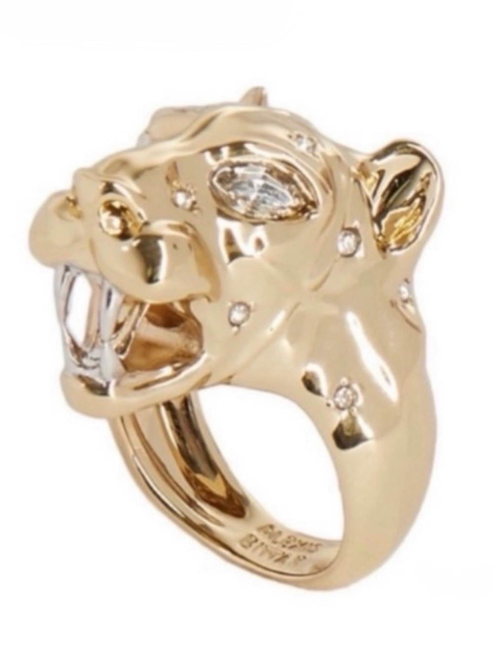 Alexis Bittar Panther Head Ring 10K Gold Plate C Z Statement Big Cat SB18